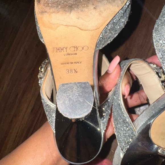 Jimmy Choo Silver Glitter Heels with Ankle Strap SOLD OUT and FREE SHIPPING! - Picture 7 of 14